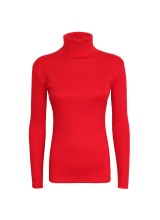 Polo Neck Ribbed Top (Red)
